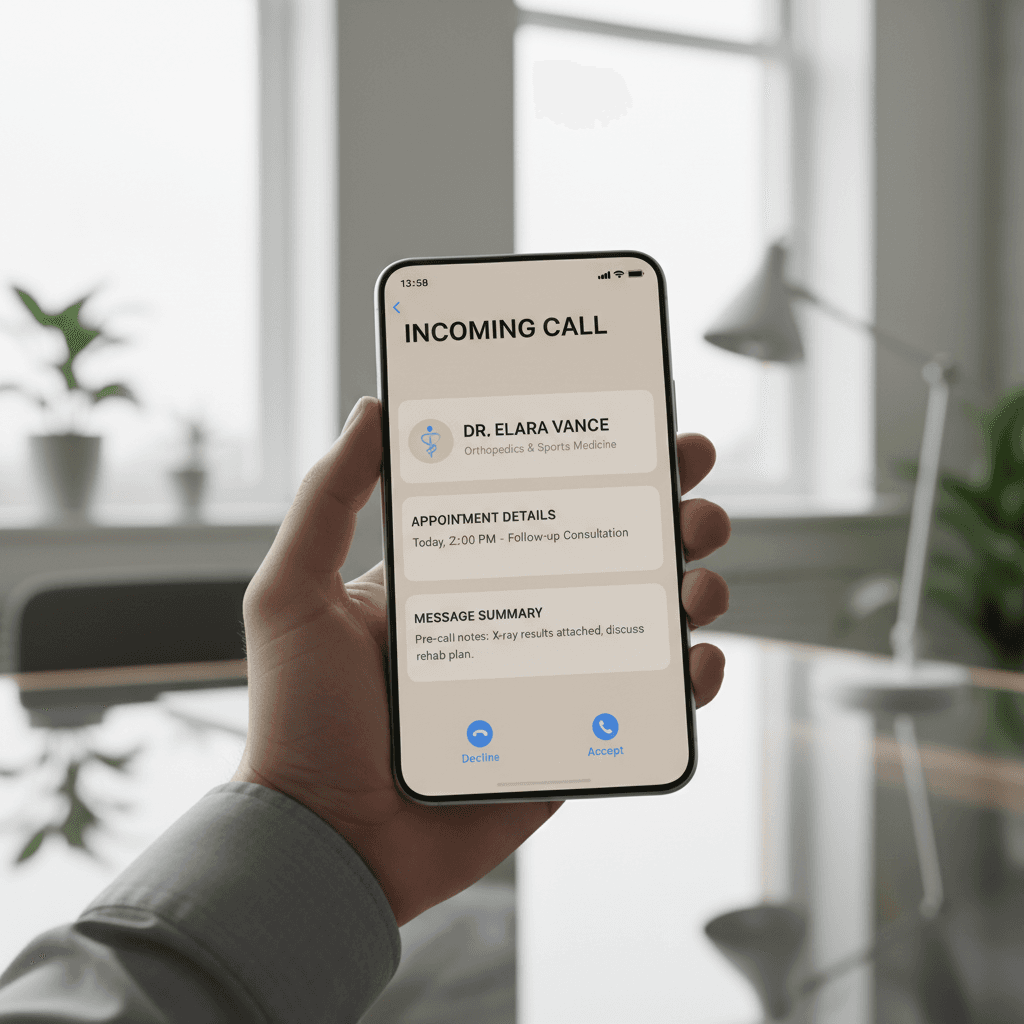 Smartphone displaying AI call answering system