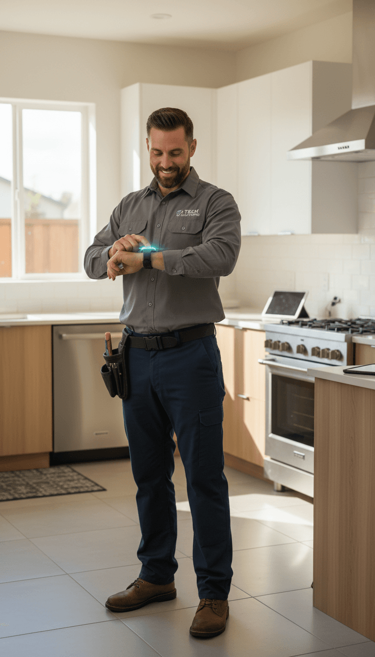 Service professional receiving automated booking notification on mobile device