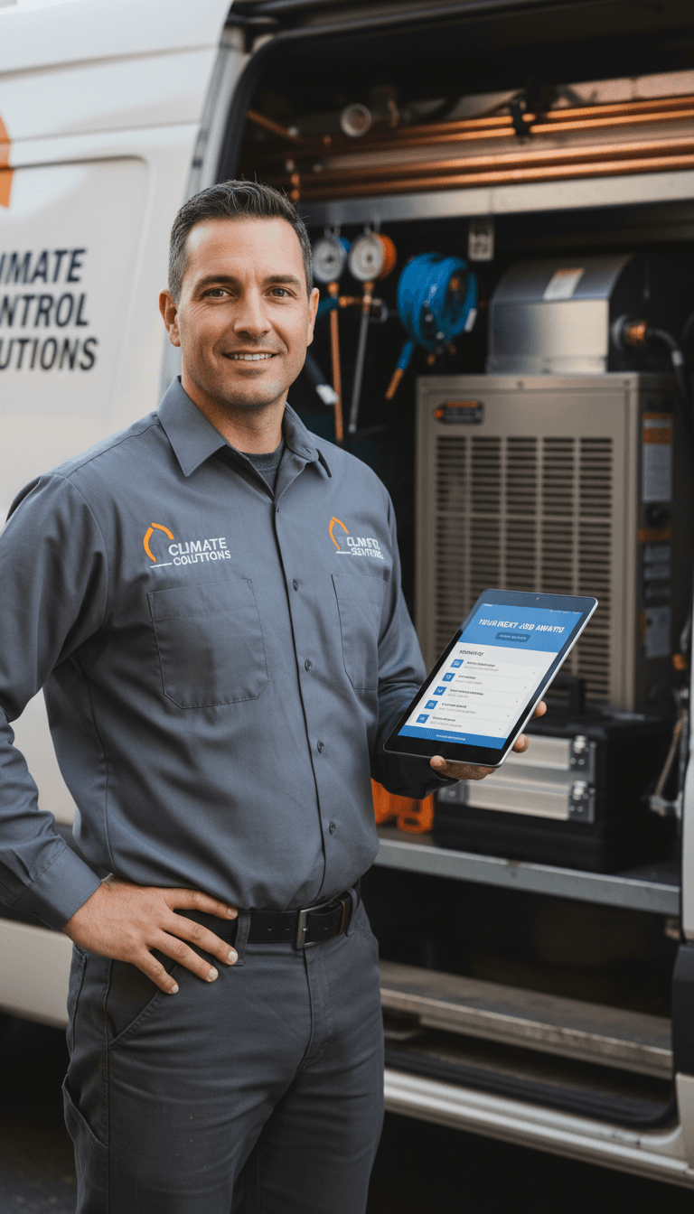 Service business owner reviewing booked appointments from BookedLeadsHQ system